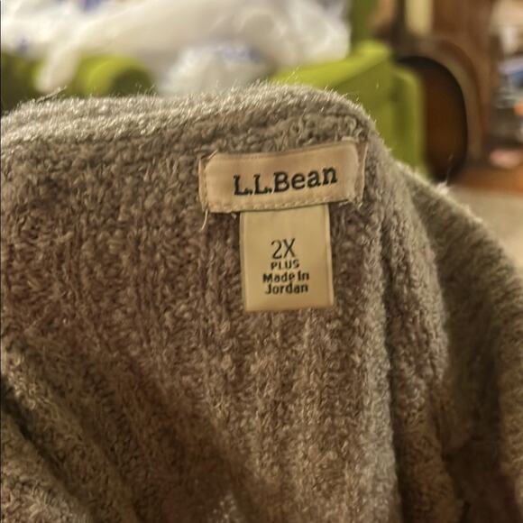 L.L. BEAN  Heather Gray Knit Wool Blend Quarter Zip Sweater 2X - Picture 2 of 5